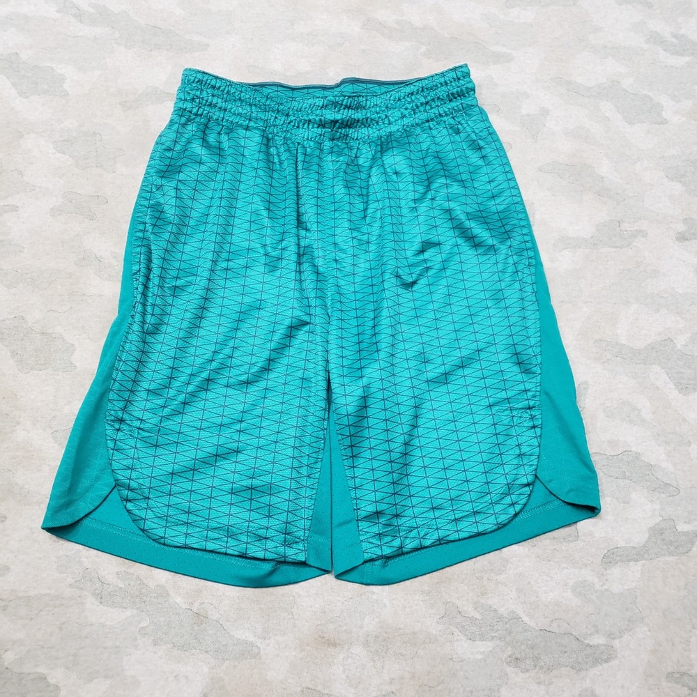 Nike Shorts Mens Small Green Geometric Dri-FIT Basketball Gym Drawstring